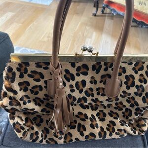 Alberta Di Canio leopard leather calfskin large tote.